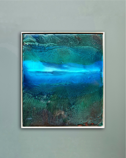 Framed Epoxy Resin Painting, Landscape