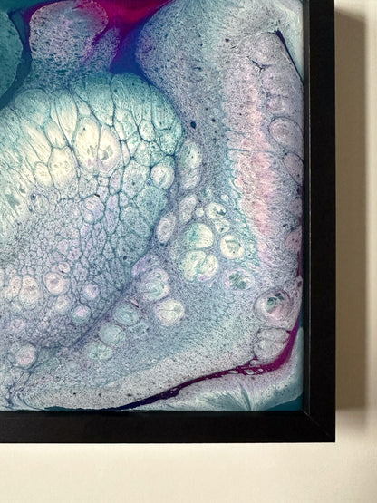Framed Epoxy Resin Abstract Artwork Painted On Ceramic Tile