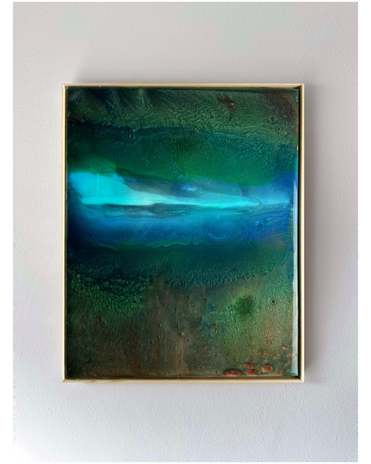 Framed Epoxy Resin Painting, Landscape