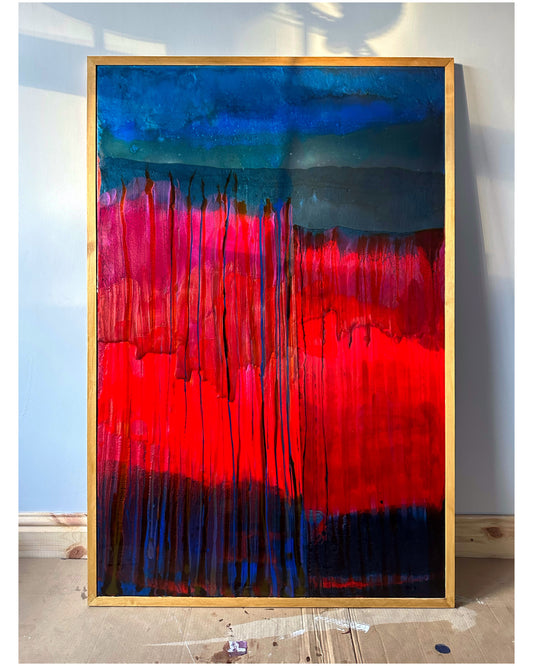 "Between", Large, Original Epoxy Resin Artwork, Framed