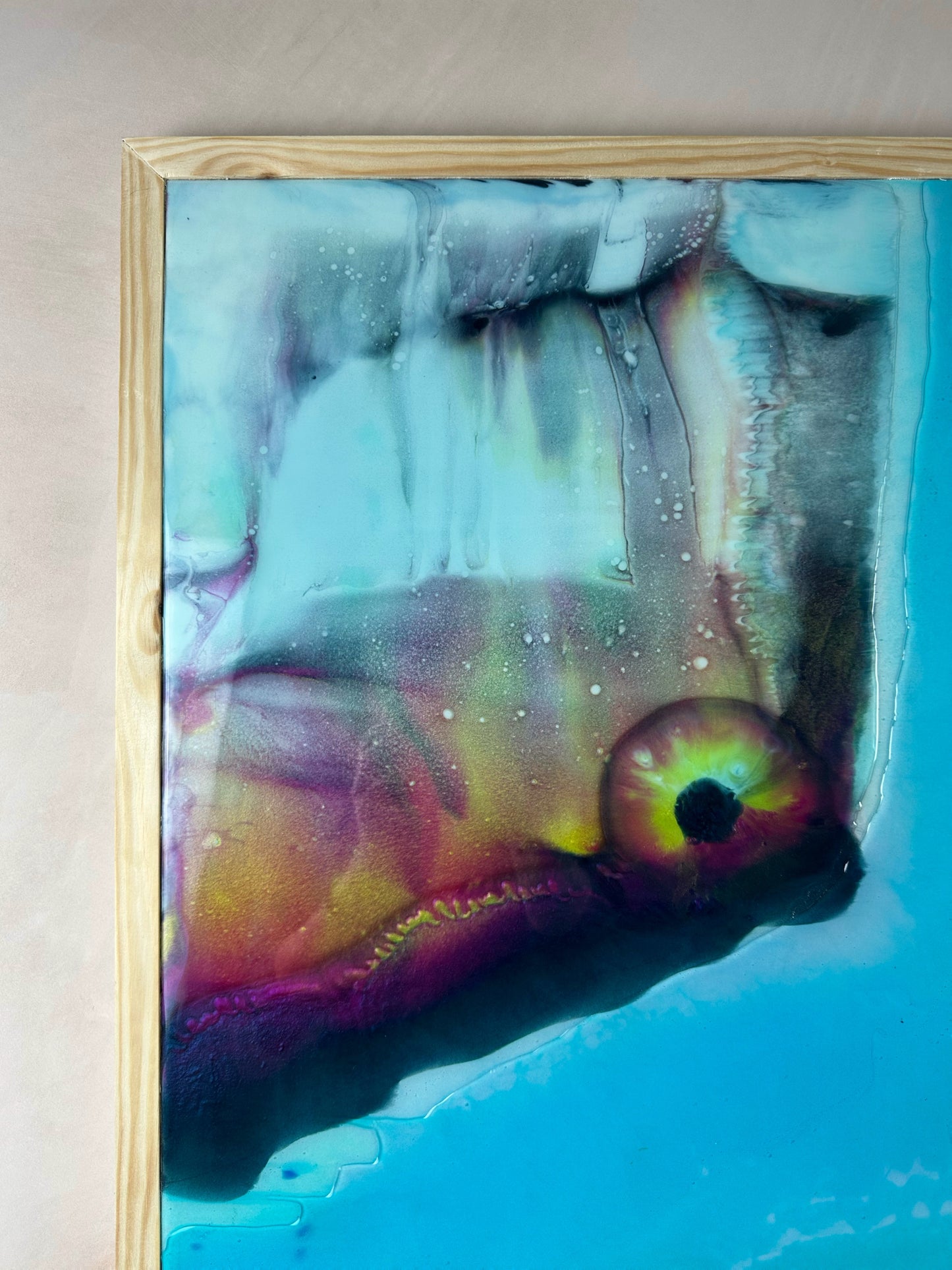 Large, Framed Epoxy Resin Abstract Artwork