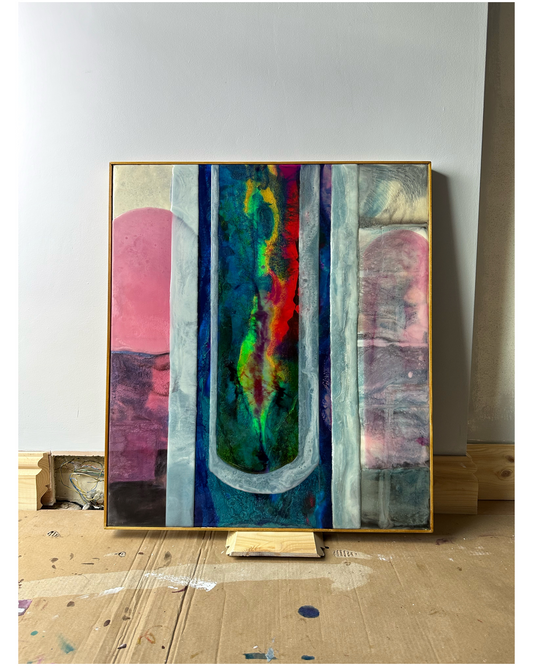 "Triptych", Epoxy Resin Large Wall Art, Collage, Modern Art